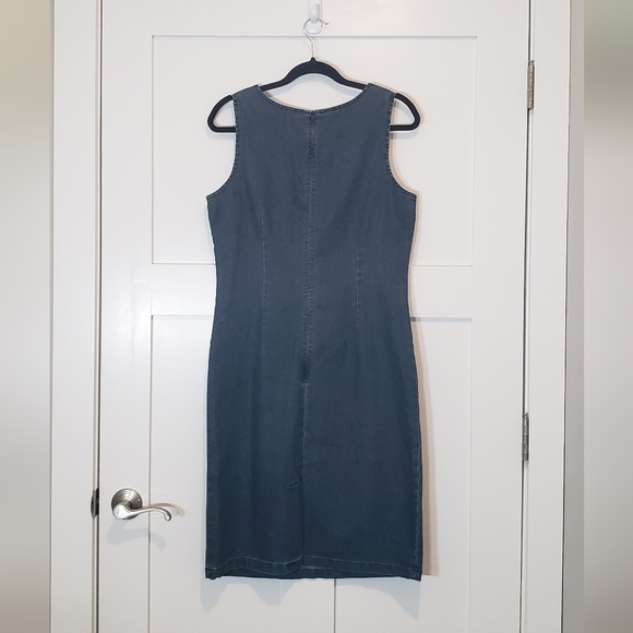 Chadwicks Denim Blue Jean Midi Dress Sleeveless Sheath Size 10T - Picture 6 of 11
